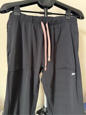 Fabletics Black Athletic Pants with Pink Drawstring